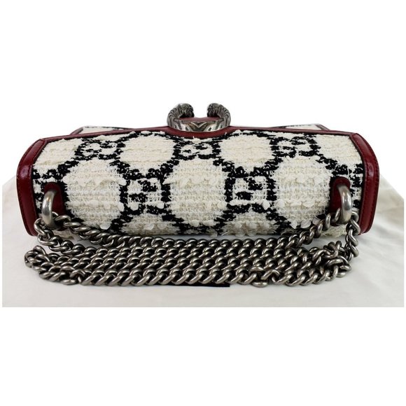 GUCCI Dionysus GG Tweed Small Shoulder Bag Cerise - Picture 8 of 12